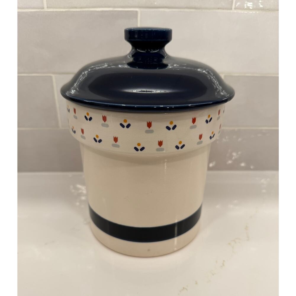VTG‎ 80s Sango Country Borders Ceramic Canister Cookie Jar